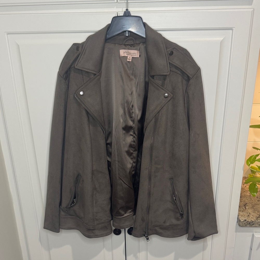 Philosophy Women's Dark Brown Suede/Faux Leather Jacket